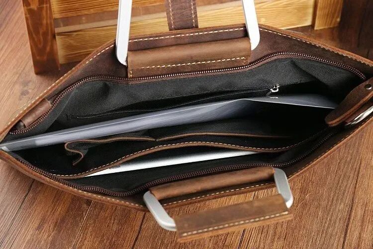 Come4buy.com-حقيبة جلدية أصلية للرجال | حقيبة لابتوب تناسب 14 بوصة